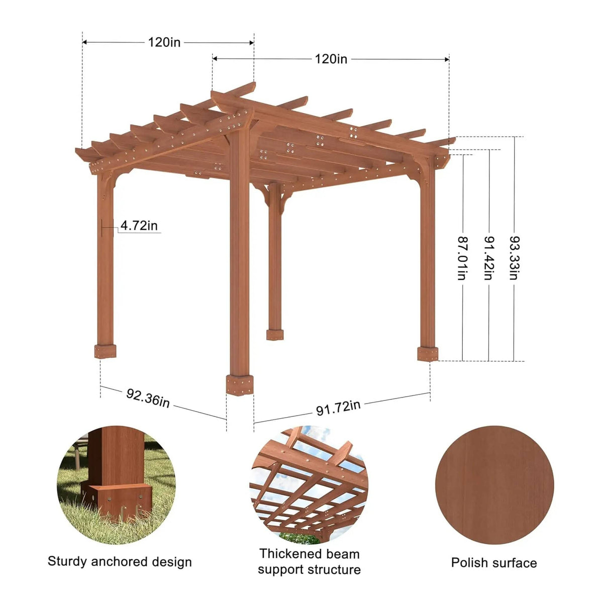 Outdoor Cedar Wood Patio Pergola With Slatted Trellis Roof | Wood | Outdoor Living Use | Outdoor Living