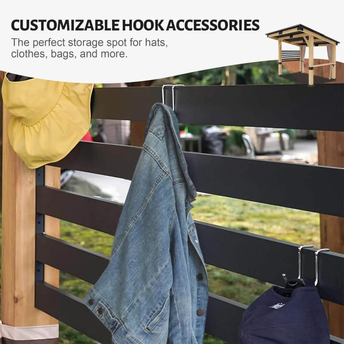 Heavy Duty Premium Outdoor All Season Wooden Cedar Hardtop Gazebo With Metal Roof | Steel | Outdoor Living Use | Outdoor Living