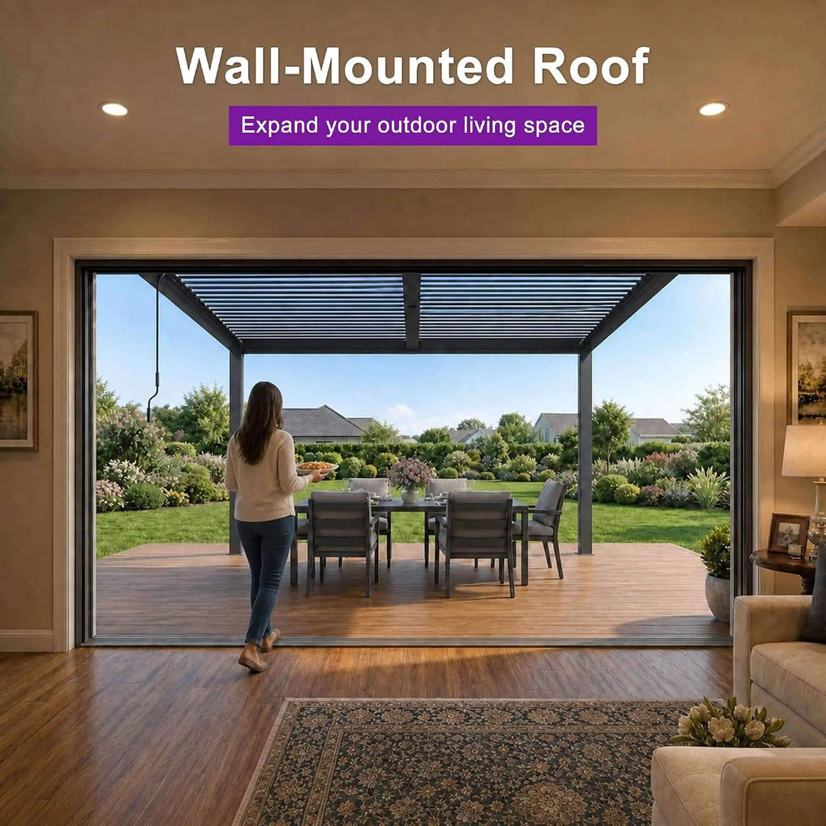 Modern Wall-Mounted Louvered Pergola With Aluminum Frame (Style 6) | Aluminum | Outdoor Living Use | Outdoor Living