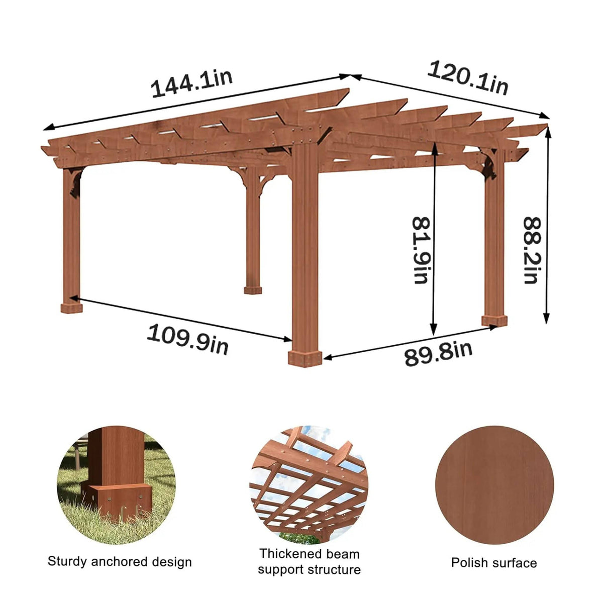Outdoor Cedar Wood Patio Pergola With Slatted Trellis Roof | Wood | Outdoor Living Use | Outdoor Living
