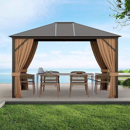 Premium Outdoor Hardtop Patio Gazebo With Galvanized Steel Top & Aluminum Frame | Steel | Outdoor Living Use | Outdoor Living
