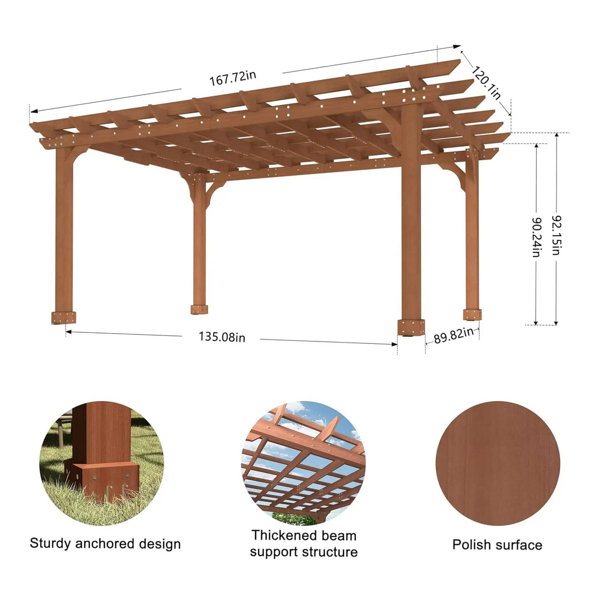 Outdoor Cedar Wood Patio Pergola With Slatted Trellis Roof | Wood | Outdoor Living Use | Outdoor Living