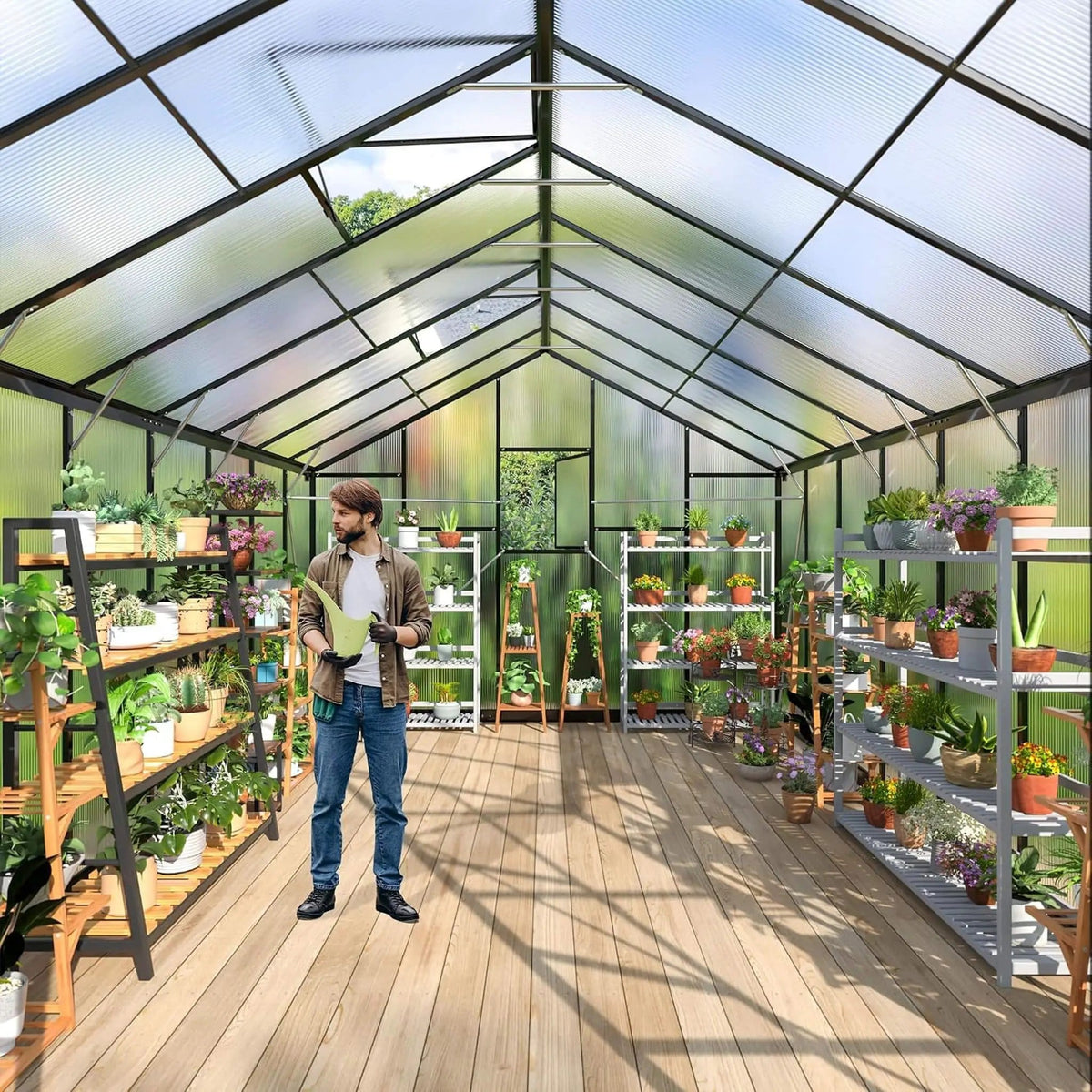 Premium Walk-In Polycarbonate Greenhouse With Aluminum Frame | Aluminum | Home Use | Home