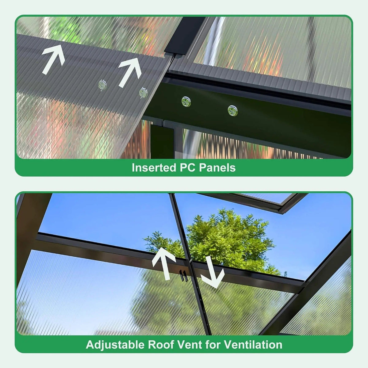 Premium Walk-In Polycarbonate Greenhouse With Aluminum Frame | Aluminum | Home Use | Home