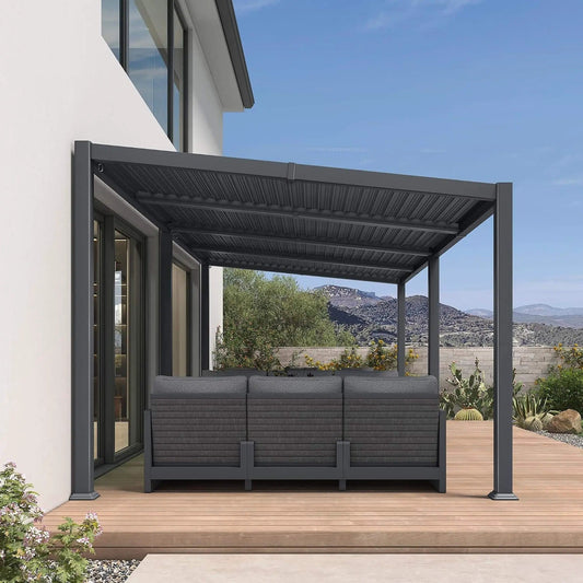 Modern Louvered Aluminum Pergola With Sloped Roof (Style 3) | Aluminum | Outdoor Living Use | Outdoor Living