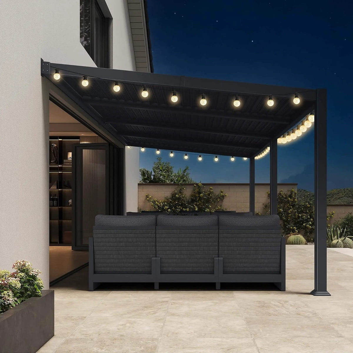 Modern Wall-Mounted Louvered Pergola With Aluminum Frame (Style 2) | Aluminum | Outdoor Living Use | Outdoor Living