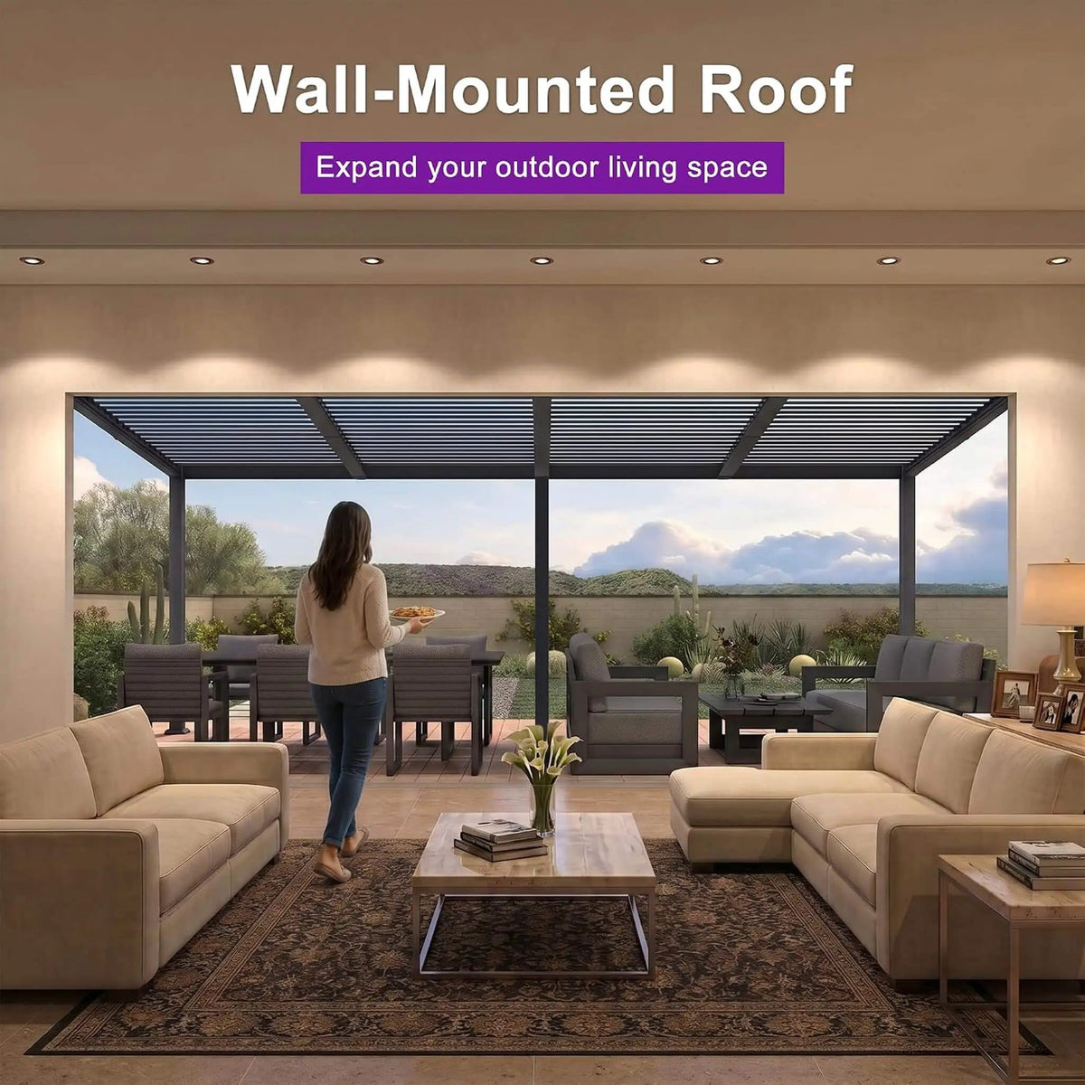 Modern Wall-Mounted Louvered Pergola With Aluminum Frame (Style 2) | Aluminum | Outdoor Living Use | Outdoor Living