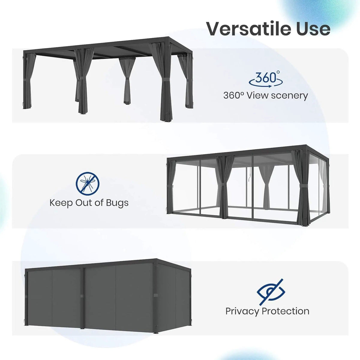 Premium Louvered Pergola With Curtains And Netting | Aluminum | Outdoor Living Use | Outdoor Living