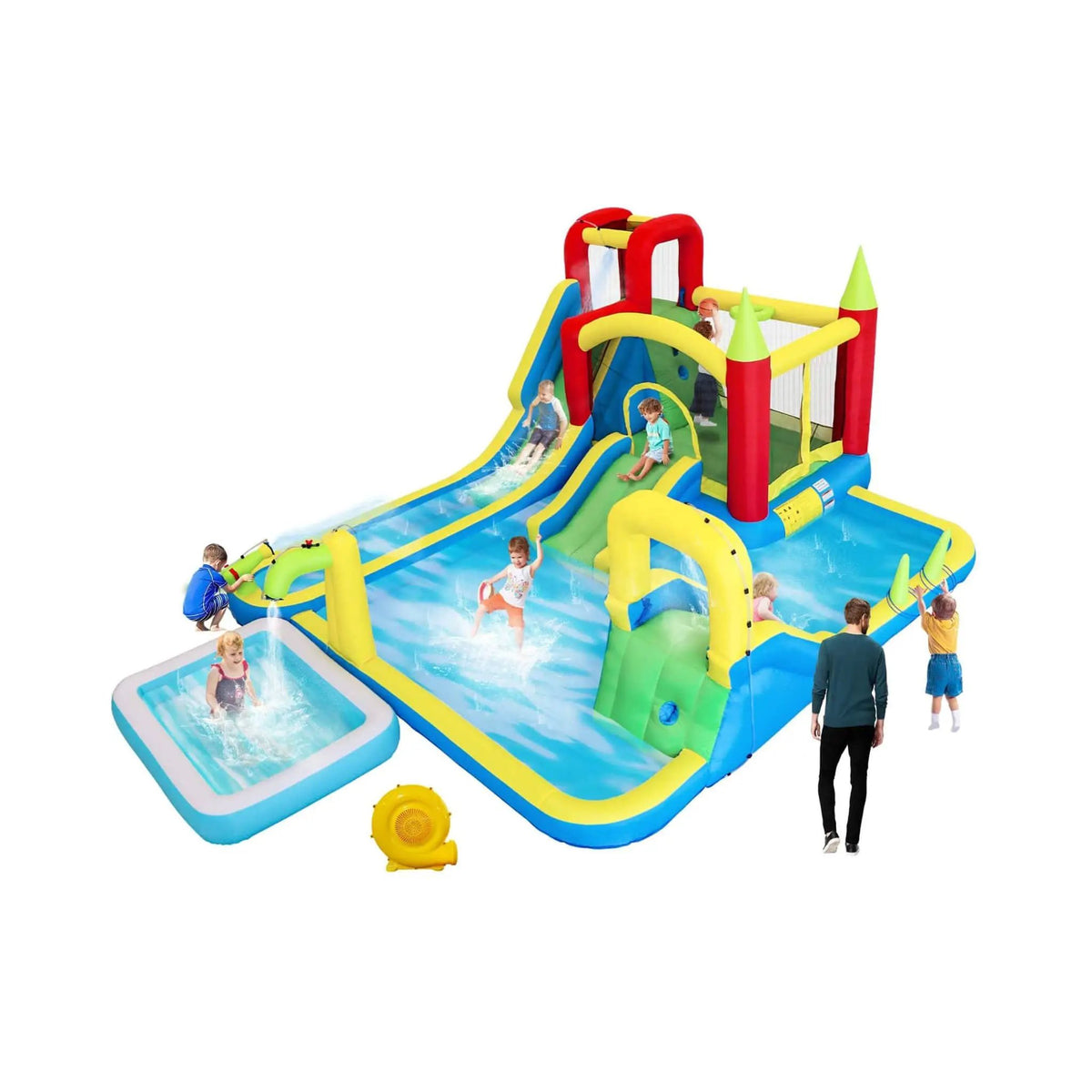 Large 11-In-1 Inflatable Water Park | Slides Pool And Climbing Wall | Bounce House | Premium Oxford Fabric
