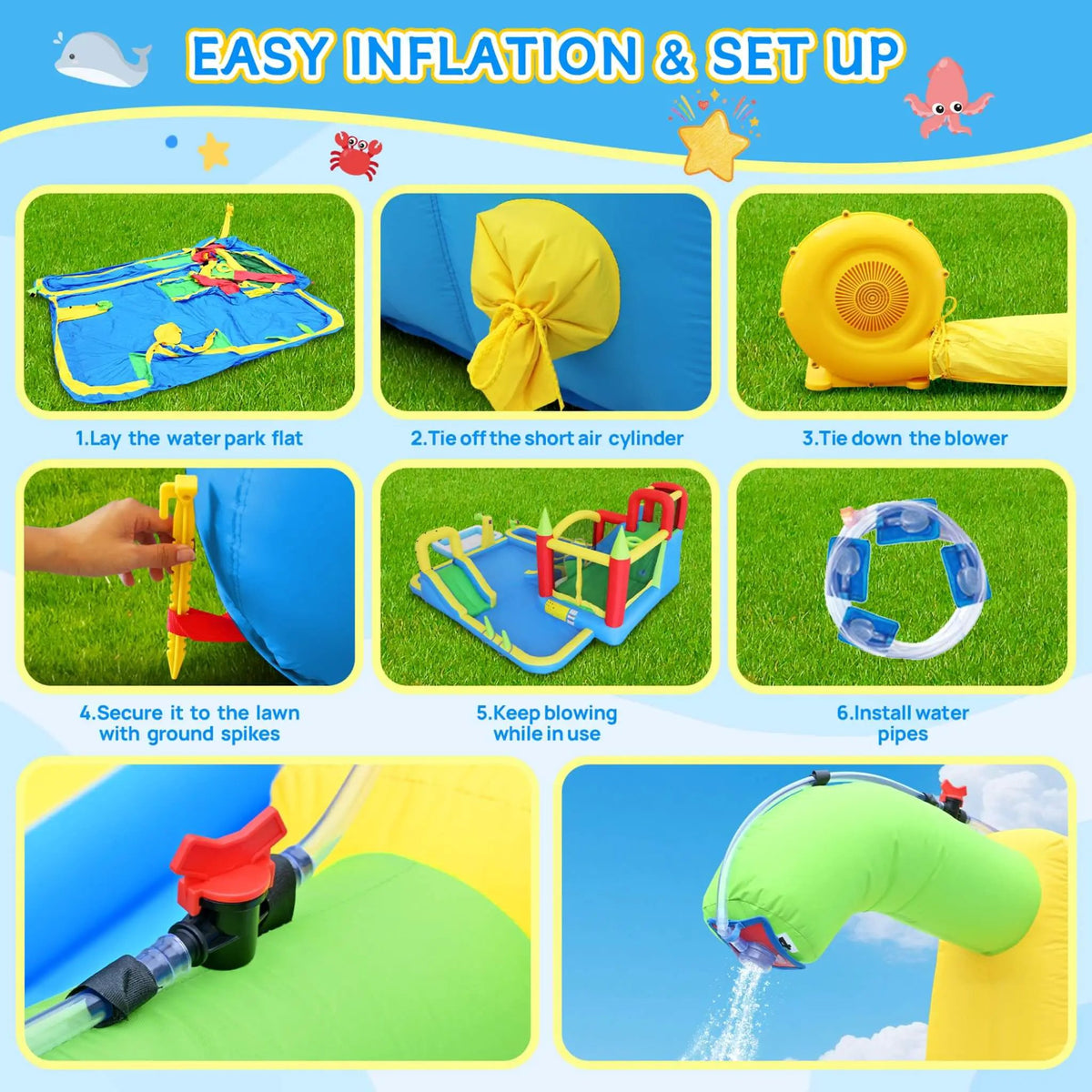 Large 11-In-1 Inflatable Water Park | Slides Pool And Climbing Wall | Bounce House | Premium Oxford Fabric