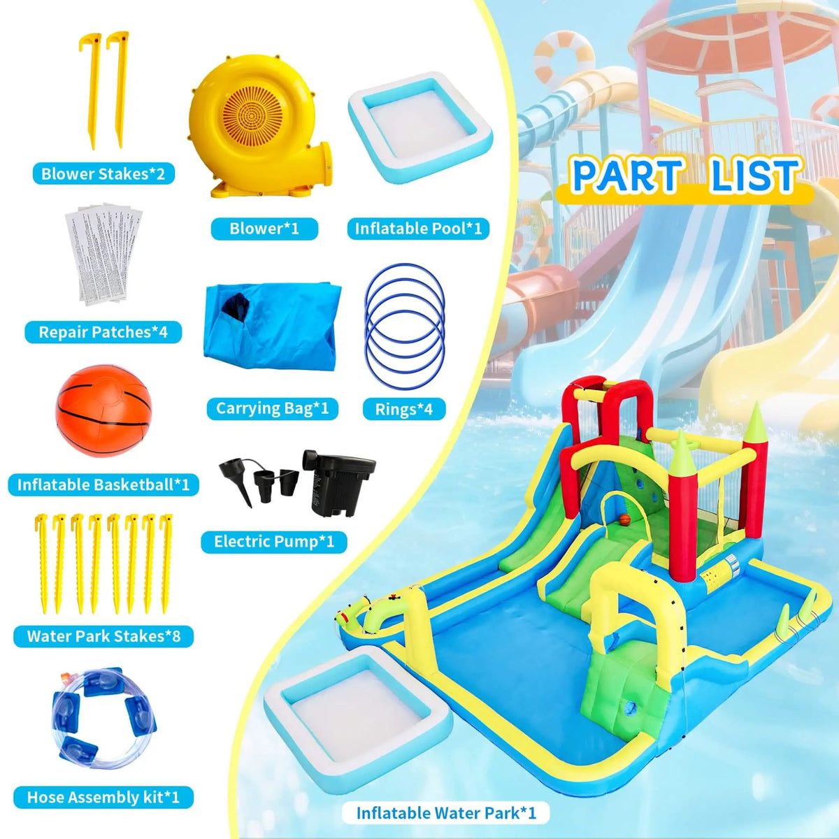 Large 11-In-1 Inflatable Water Park | Slides Pool And Climbing Wall | Bounce House | Premium Oxford Fabric