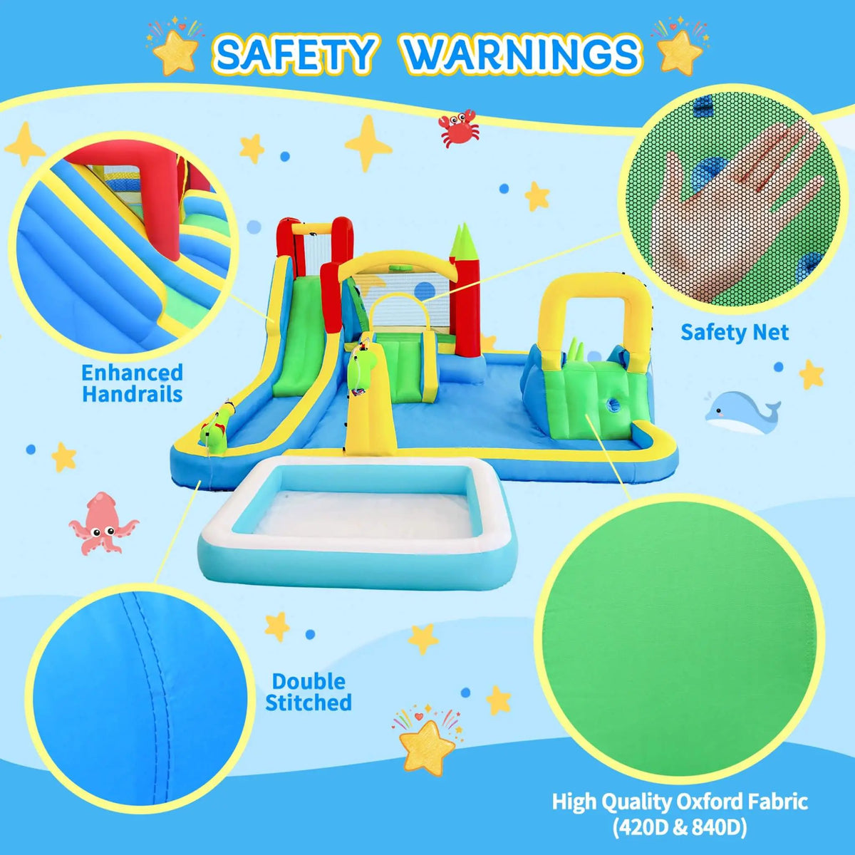 Large 11-In-1 Inflatable Water Park | Slides Pool And Climbing Wall | Bounce House | Premium Oxford Fabric