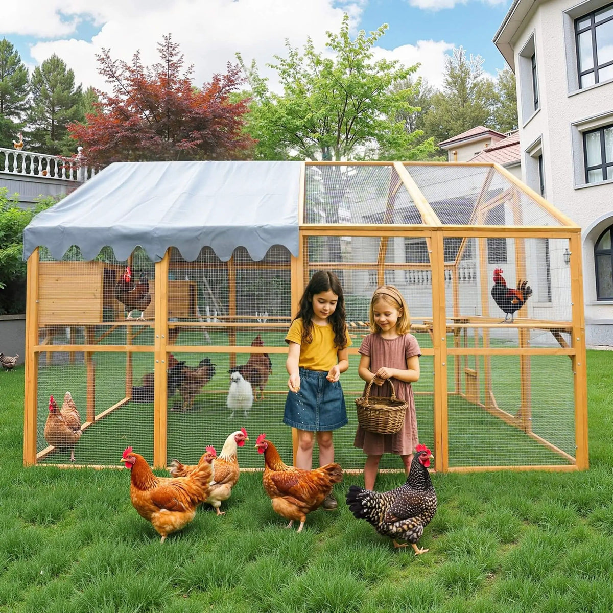 110-Inch Large Outdoor Kitten Playpen Chicken Coop With Waterproof Cover | 110 Inch | Outdoor Living Use | Outdoor Living