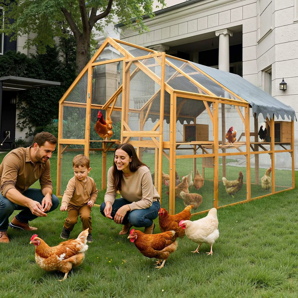 110-Inch Large Outdoor Kitten Playpen Chicken Coop With Waterproof Cover | 110 Inch | Outdoor Living Use | Outdoor Living