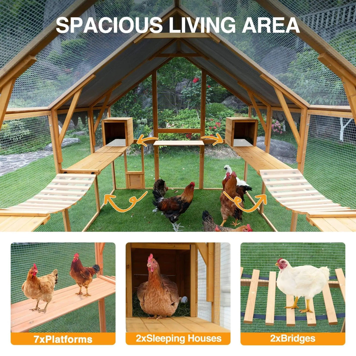 110-Inch Large Outdoor Kitten Playpen Chicken Coop With Waterproof Cover | 110 Inch | Outdoor Living Use | Outdoor Living