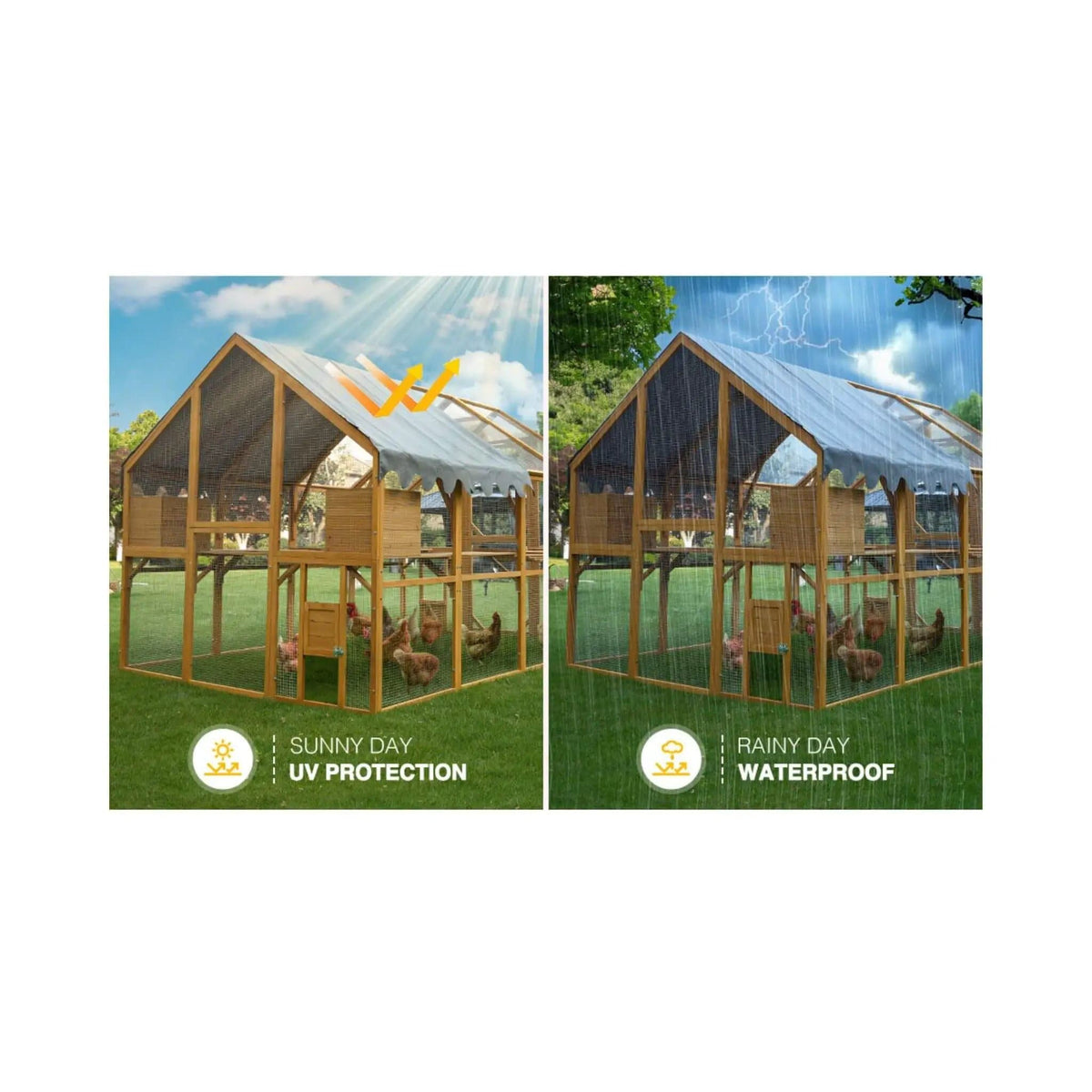 110-Inch Large Outdoor Kitten Playpen Chicken Coop With Waterproof Cover | 110 Inch | Outdoor Living Use | Outdoor Living