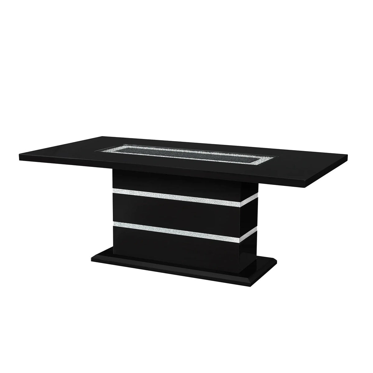 Ariya Dining Table | 79 Inch Width | High Gloss Finish | Glitter Detailing