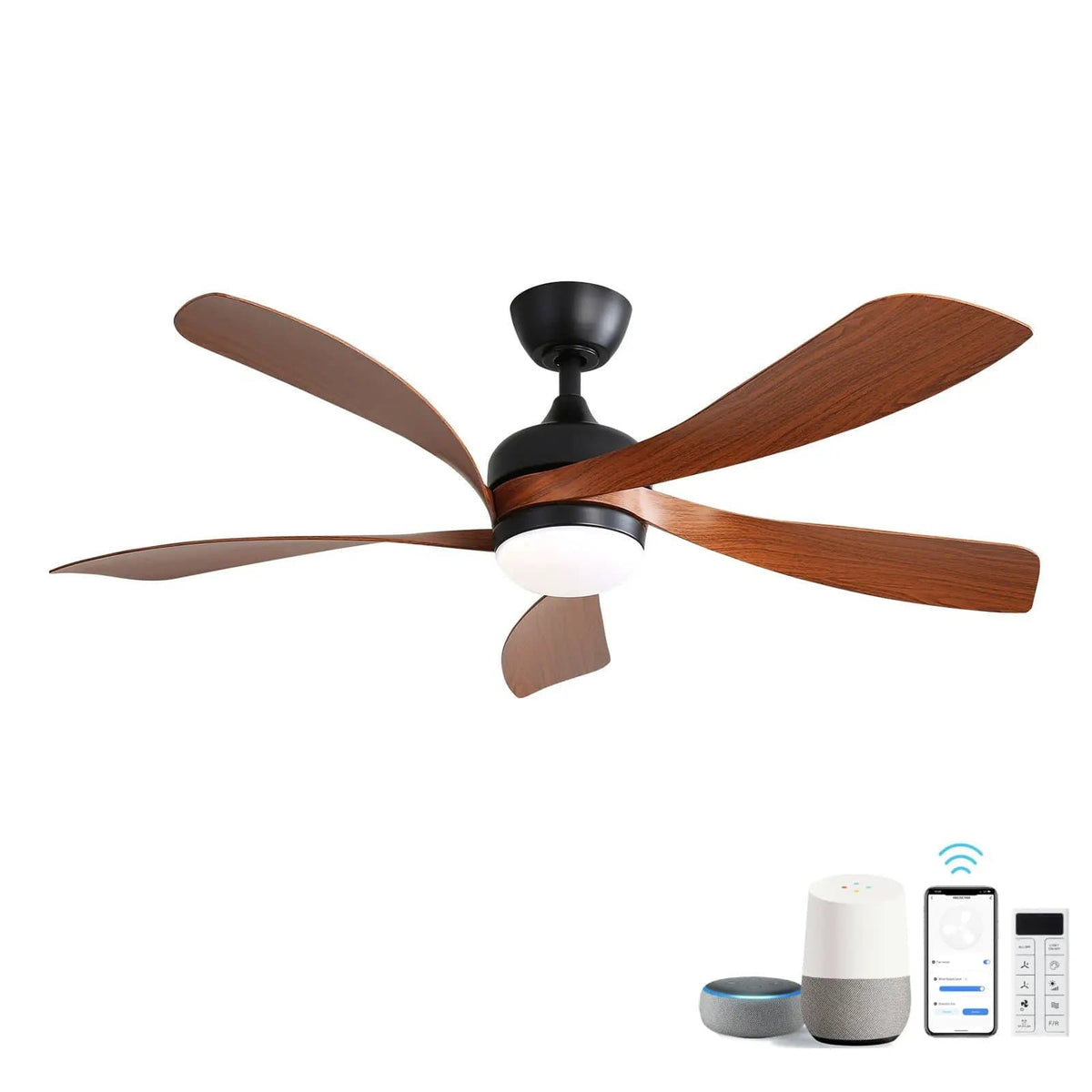 Ceiling Fan & DC Motor And Integrated Light | 3 Pieces | Wood | Home