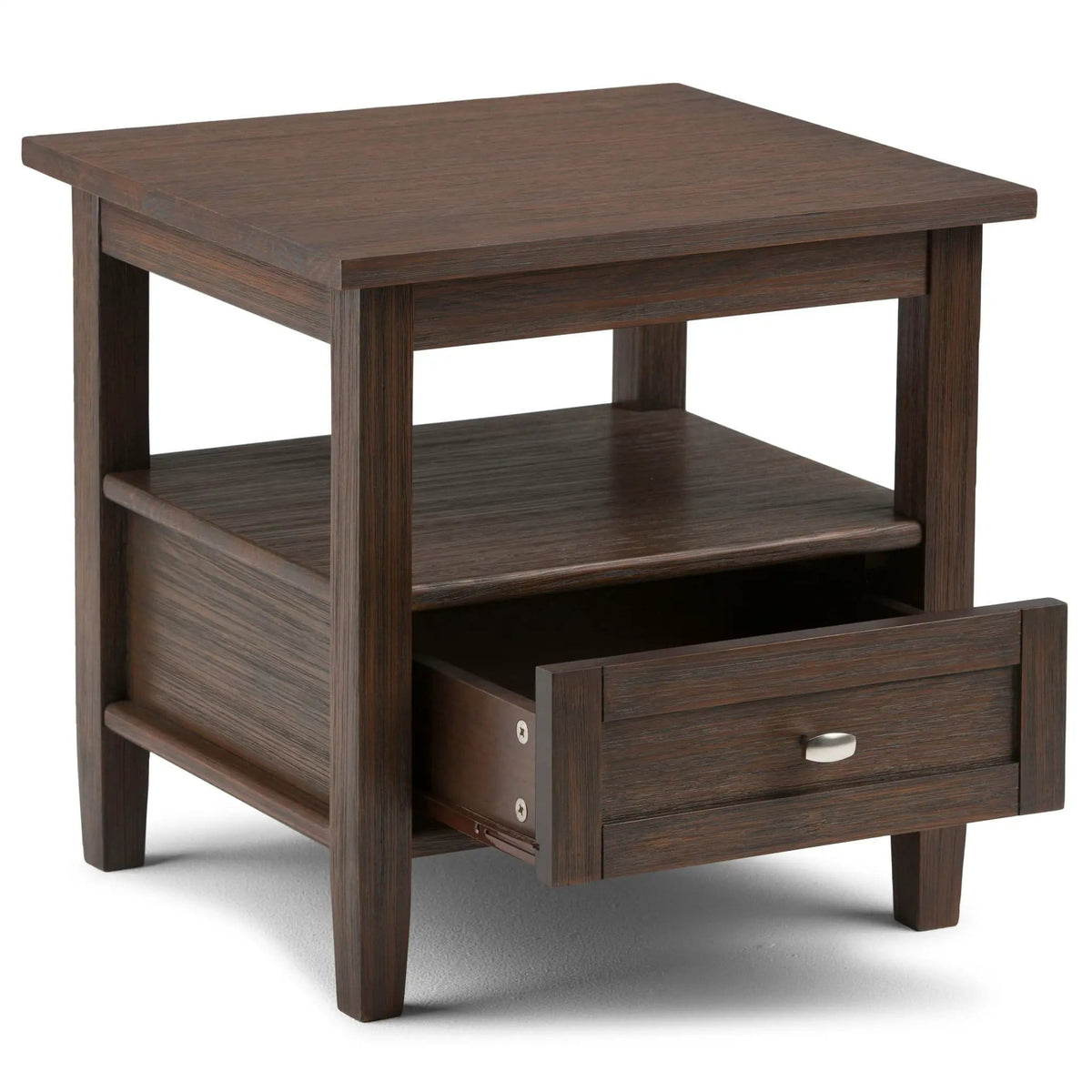 Warm Shaker End Table | 20 x 18.1 x 19.7 in | Solid Wood & Metal | Living Room
