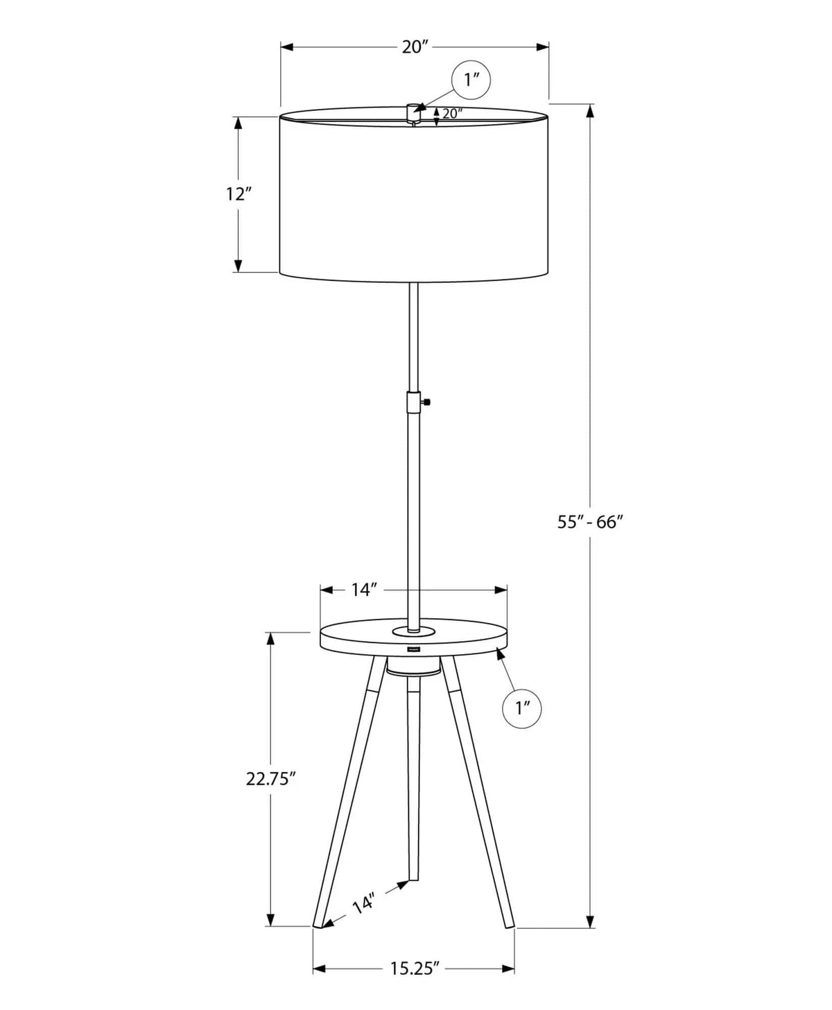Floor Lamp Lighting | 2 Pieces | Walnut & Metal | Home