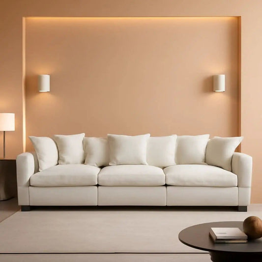 111.4 Inch 3 Seater Cloud Sofa Modular Sectional Couch Beige With Breathable Chenille Fabric from PriceLows™