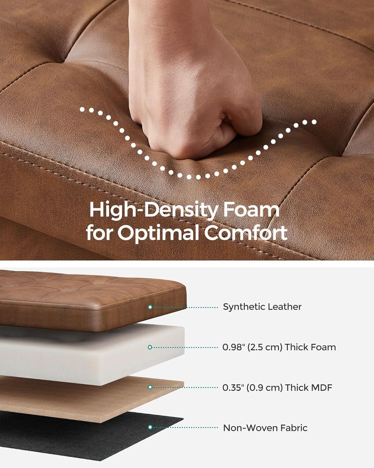 43 Inch Premium Synthetic Leather Ottoman Bench With Lid from PriceLows™