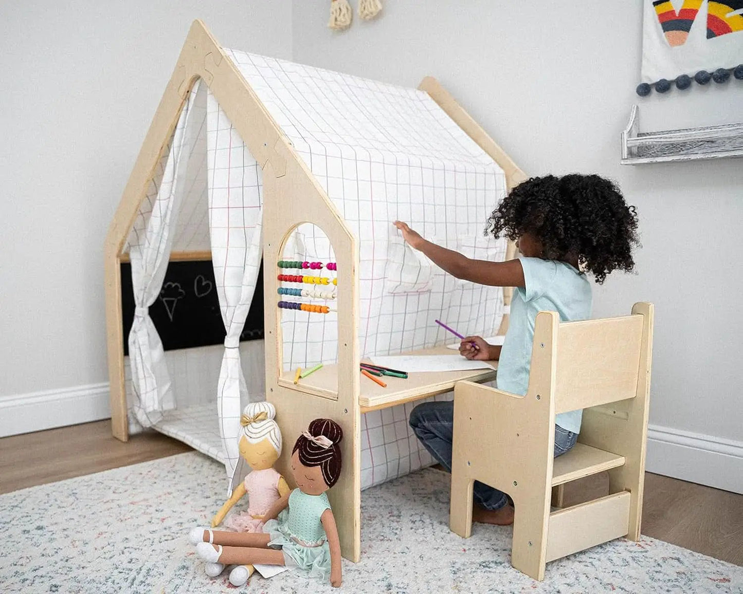Large Colorful Indoor Playhouse FiveInOne Chalkboard from PriceLows™