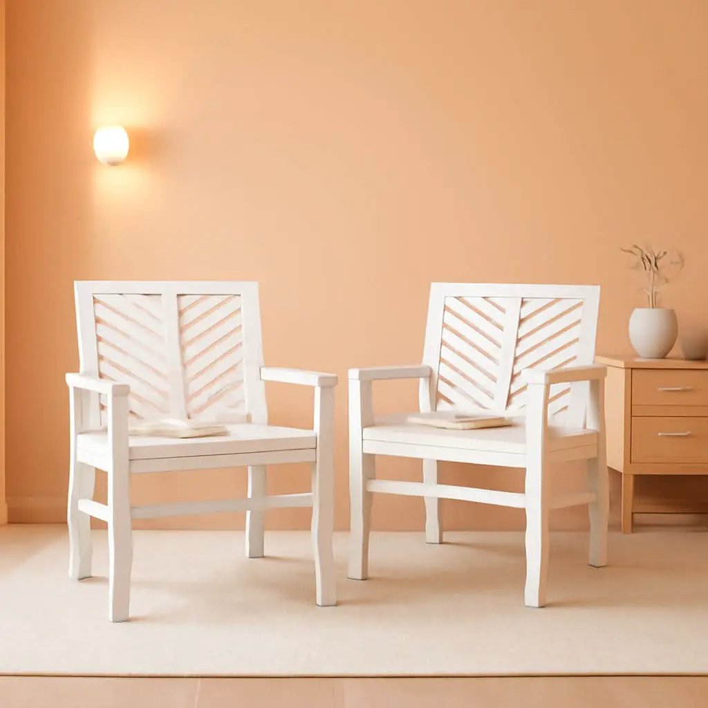 White Wash Acacia Wood Outdoor Chair For Patio Dining from PriceLows™