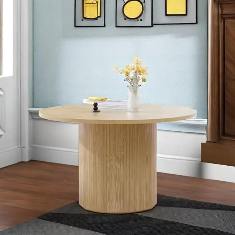 Round Dining Table For 4 47 Inch Modern Farmhouse Natural from PriceLows™