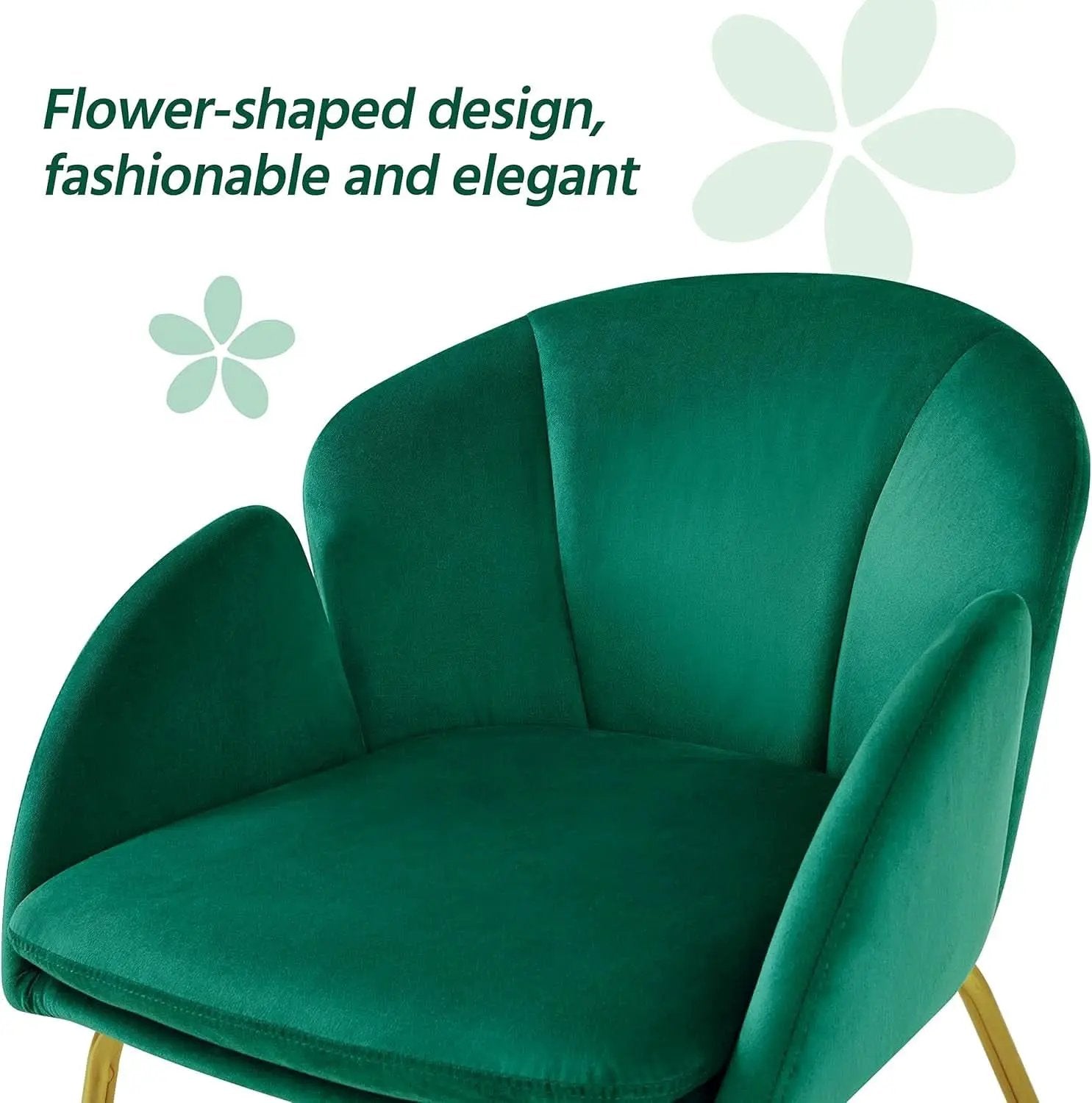 Flower Velvet Vanity Chair Green Upholstery With Gold Legs from PriceLows™