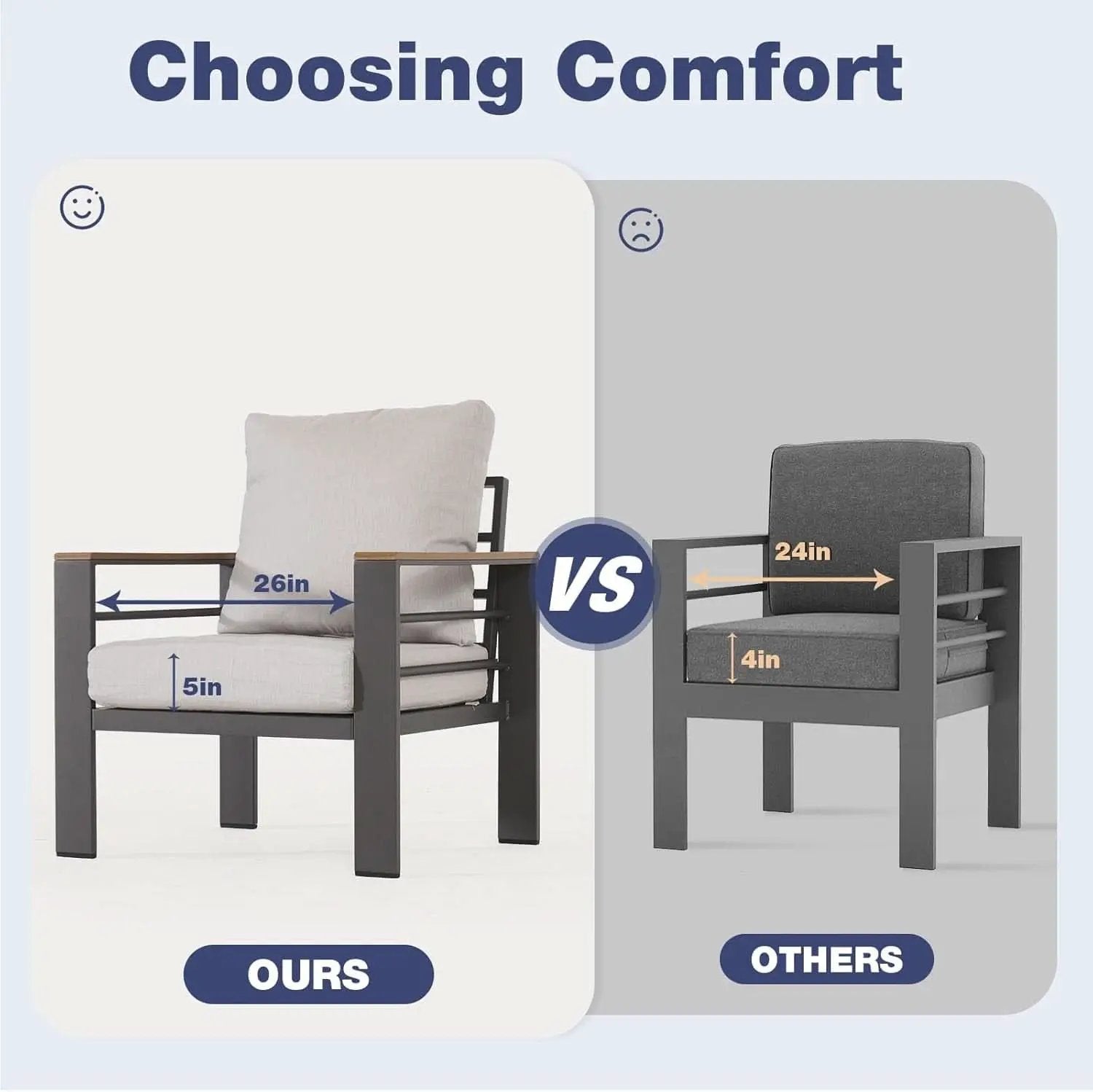 Oversized Aluminum Patio Furniture Set with Thick Cushions from PriceLows™