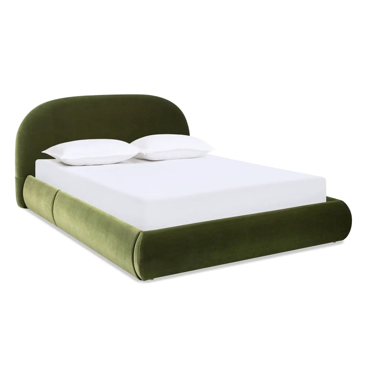 Archie Upholstered Platform Bed | Puffy Arch Headboard | Grounded Design | No Box Spring Needed