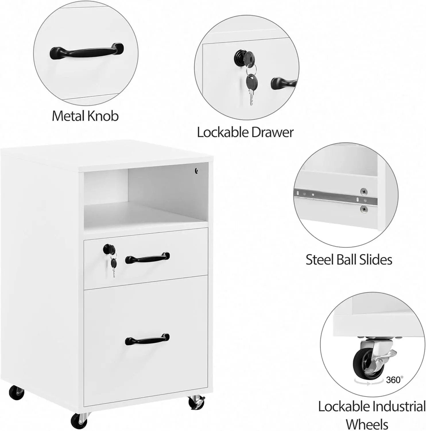 White Vertical File Cabinet With Locking Top Drawer from PriceLows™