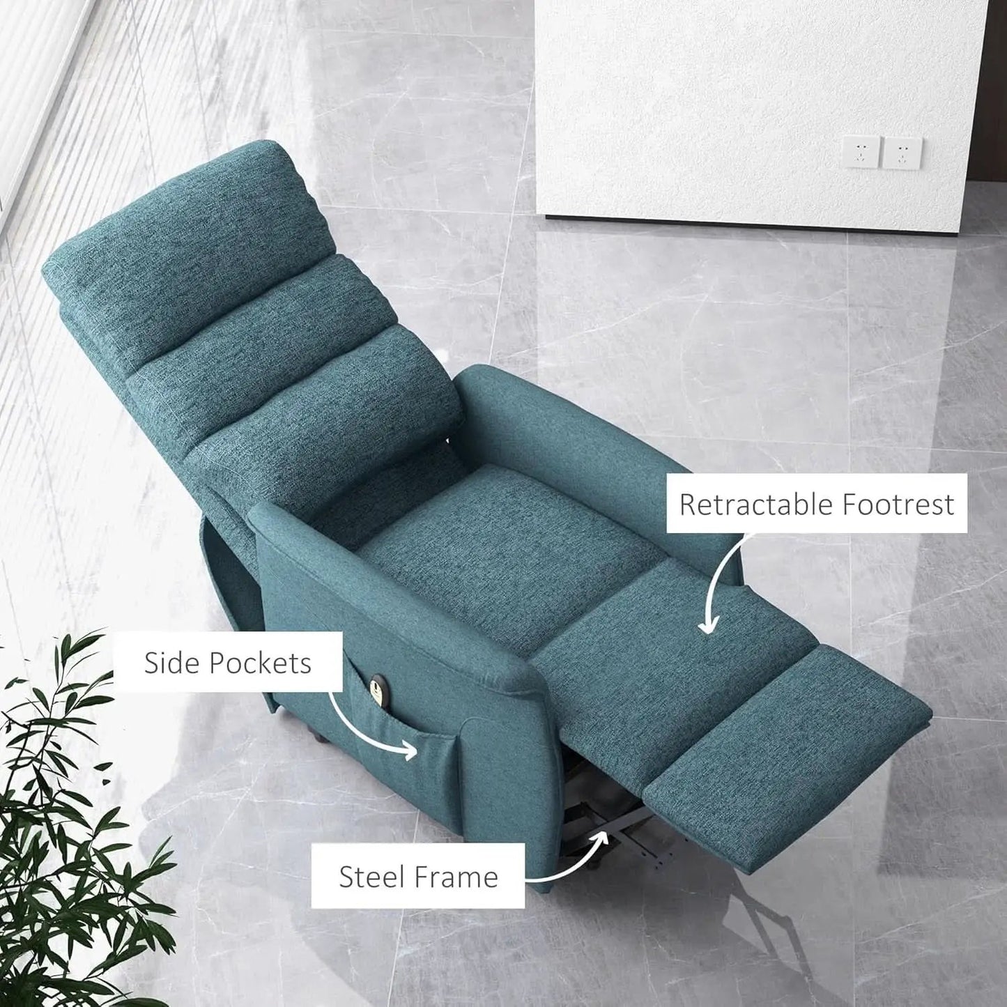 Blue Power Lift Recliner Chair With Remote Control from PriceLows™