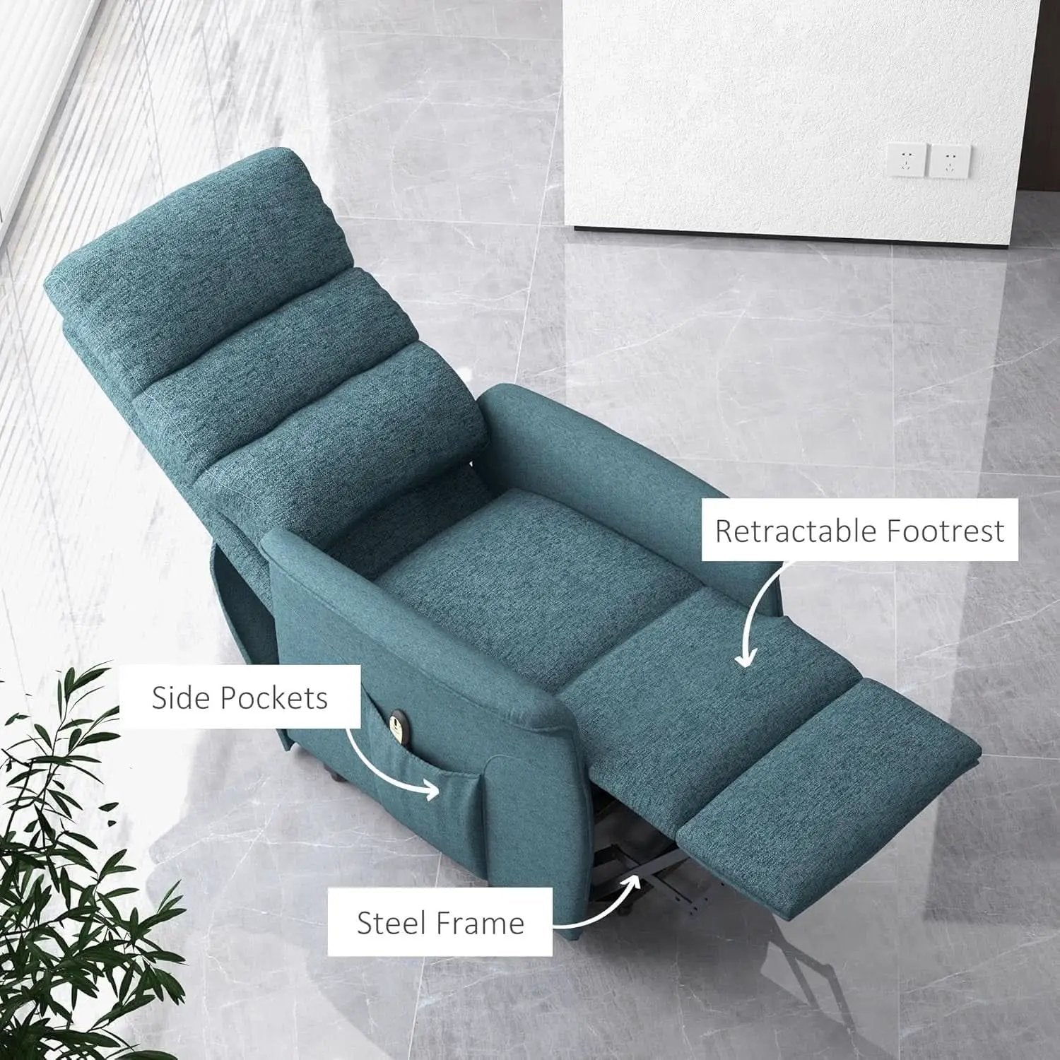 Blue Power Lift Recliner Chair With Remote Control from PriceLows™