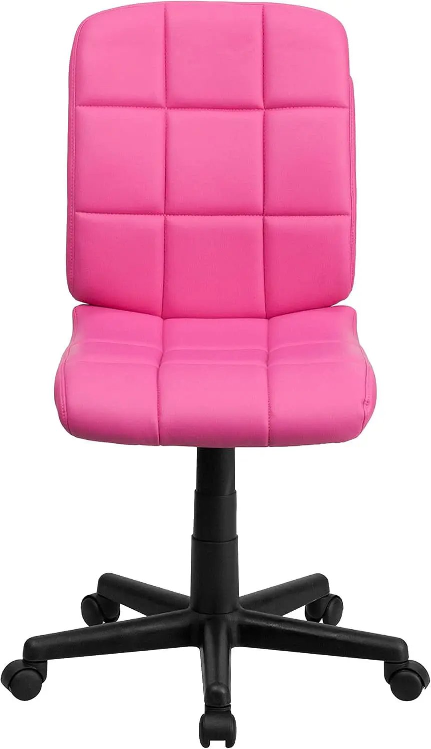 Clayton Pink Quilted Vinyl Mid-Back Swivel Office Chair from PriceLows™