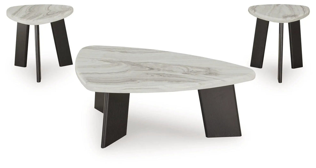 Lilyberg Occasional Table Set (Set of 3) | 51.25 x 29.5 x 19.13 in | Faux Marble & Mdf | Gray / Black