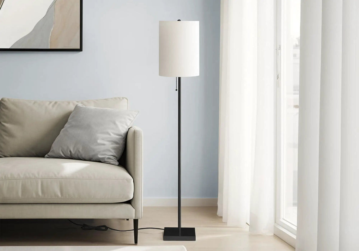 Brass Metal Floor Lamp | 62 Inch Height | Pull Chain Switch | Contemporary Style