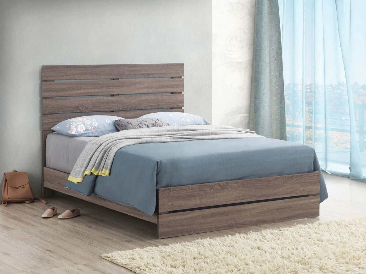 Brantford Wood Eastern King Panel Bed Barrel | 78.75 x 85.75 x 52.25 in | Engineered Wood & Veneer | Oak