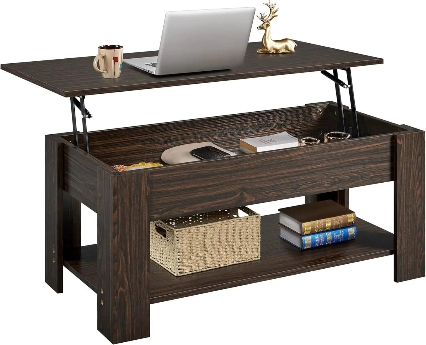Espresso Lift Top Coffee Table With Hidden Compartment from PriceLows™