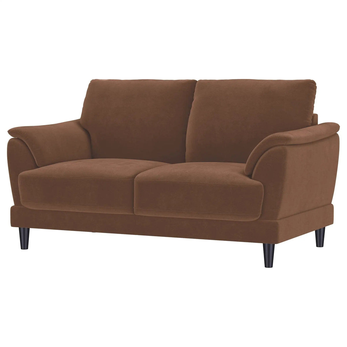 Selma Velvet Upholstered Crescent Arm Loveseat Rust | 62.25 x 35.75 x 35 in | Solid Wood & Velvet | Living Room