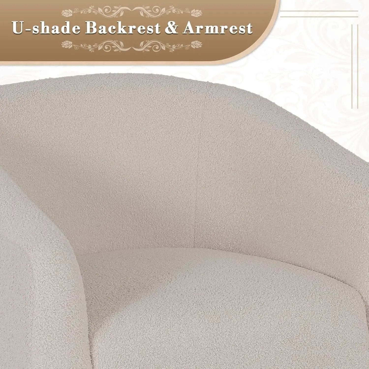 Grey Furry Barrel Accent Chair Velvet Textured Upholstered from PriceLows™
