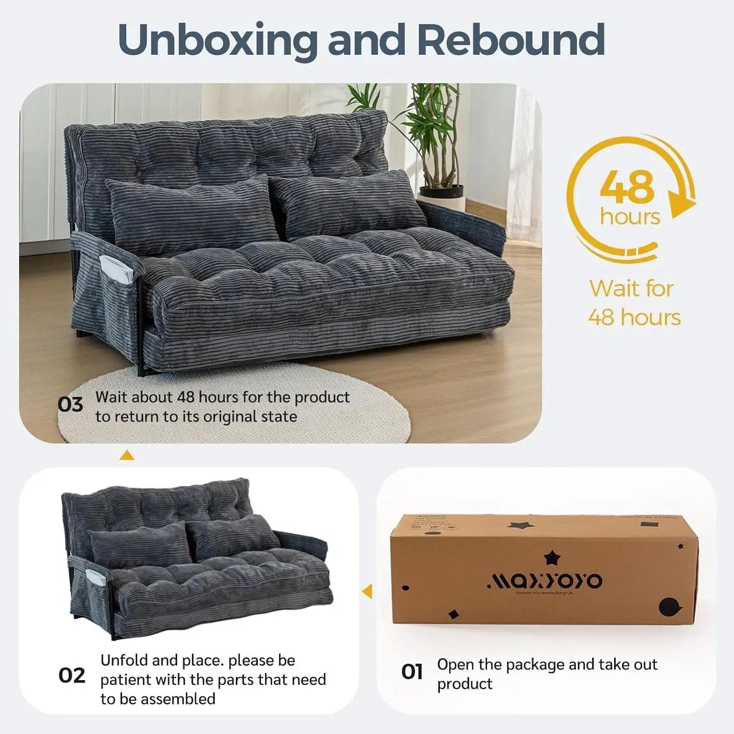 Dark Gray Adjustable Floor Sofa 5 Position Reclining Bed from PriceLows™