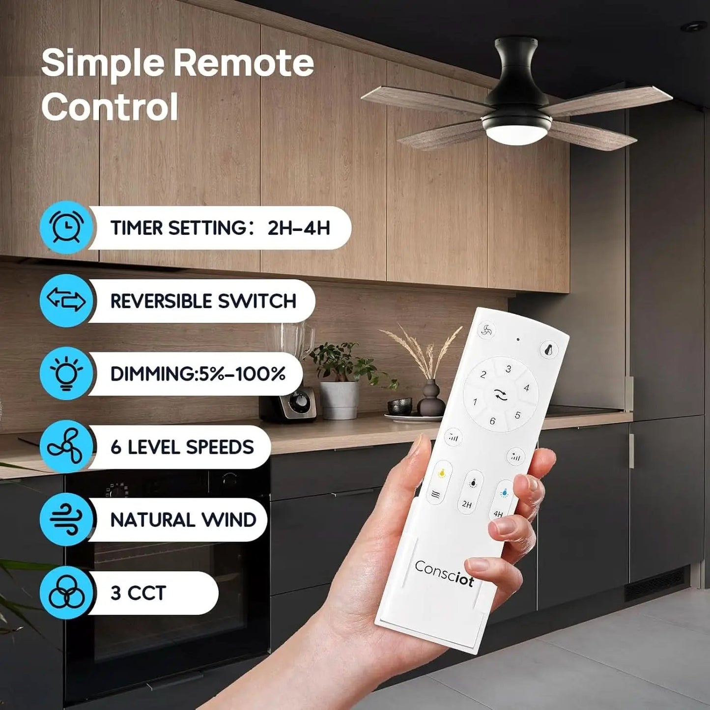 52 Inch Matte Black Ceiling Fan For Living Room Space from PriceLows™