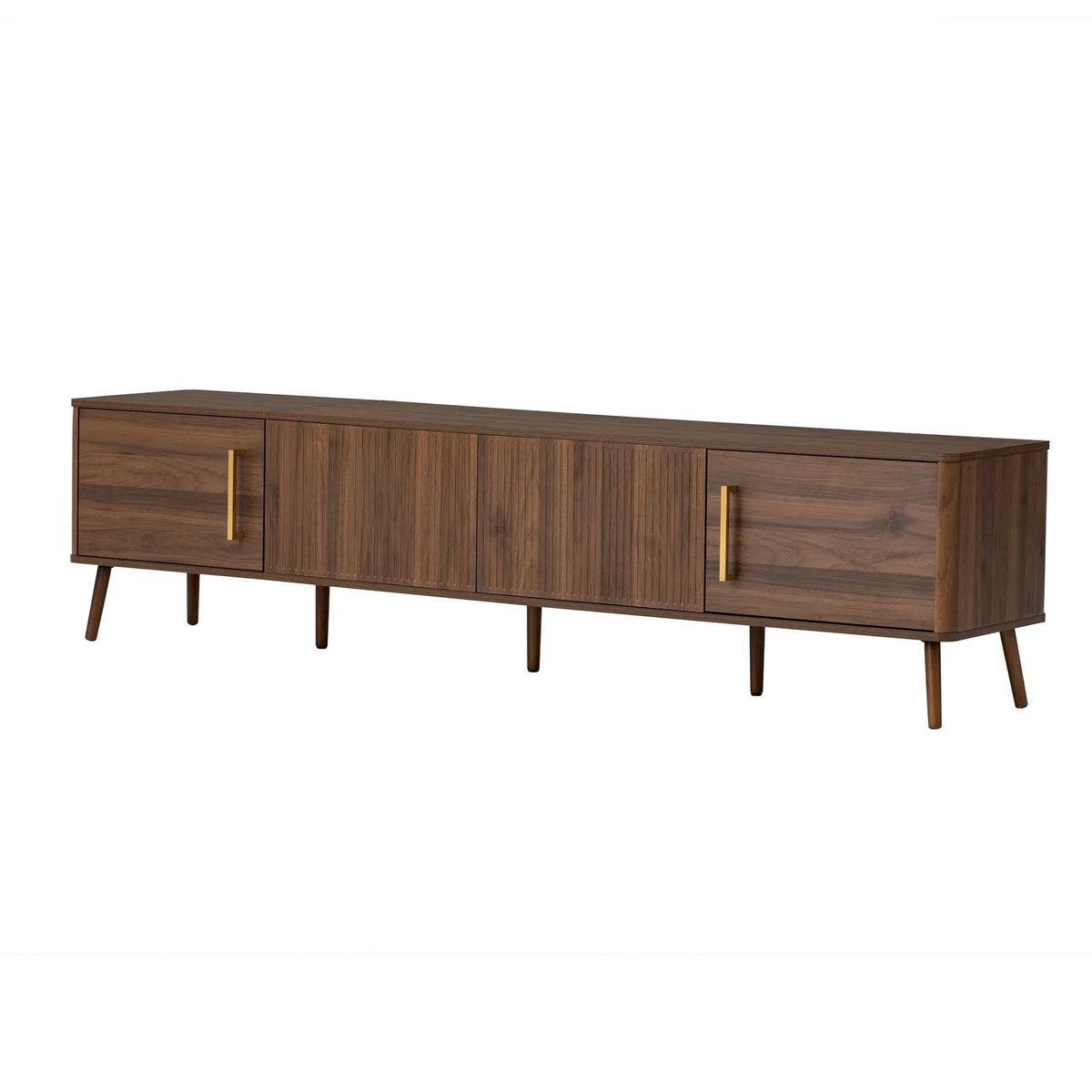 TV Stand | Fluted Door | Cable Management | Soft Close Hinges | Walnut