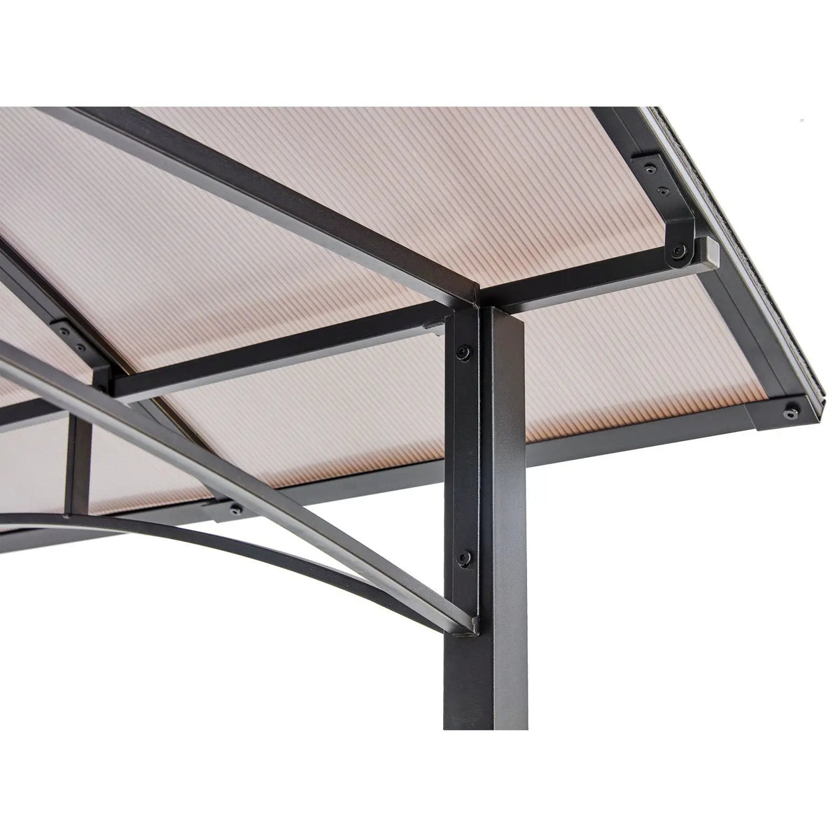 Grill Gazebo 8x5 Ft | Outdoor Patio Canopy | Steel Hardtop | Side Shelves Black