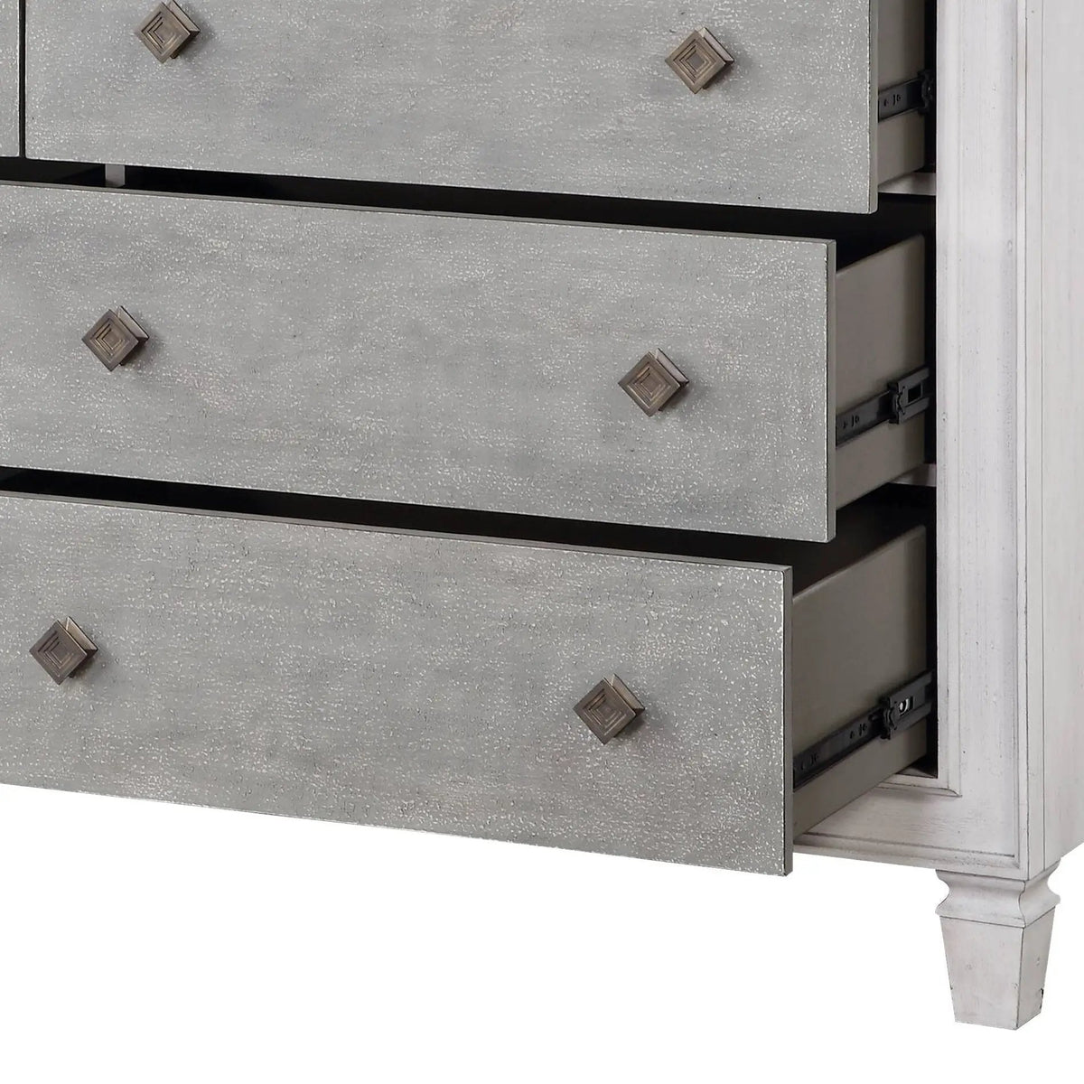 Katia Weathered Dresser | White | Full-Extension Metal Glides | Transitional Design