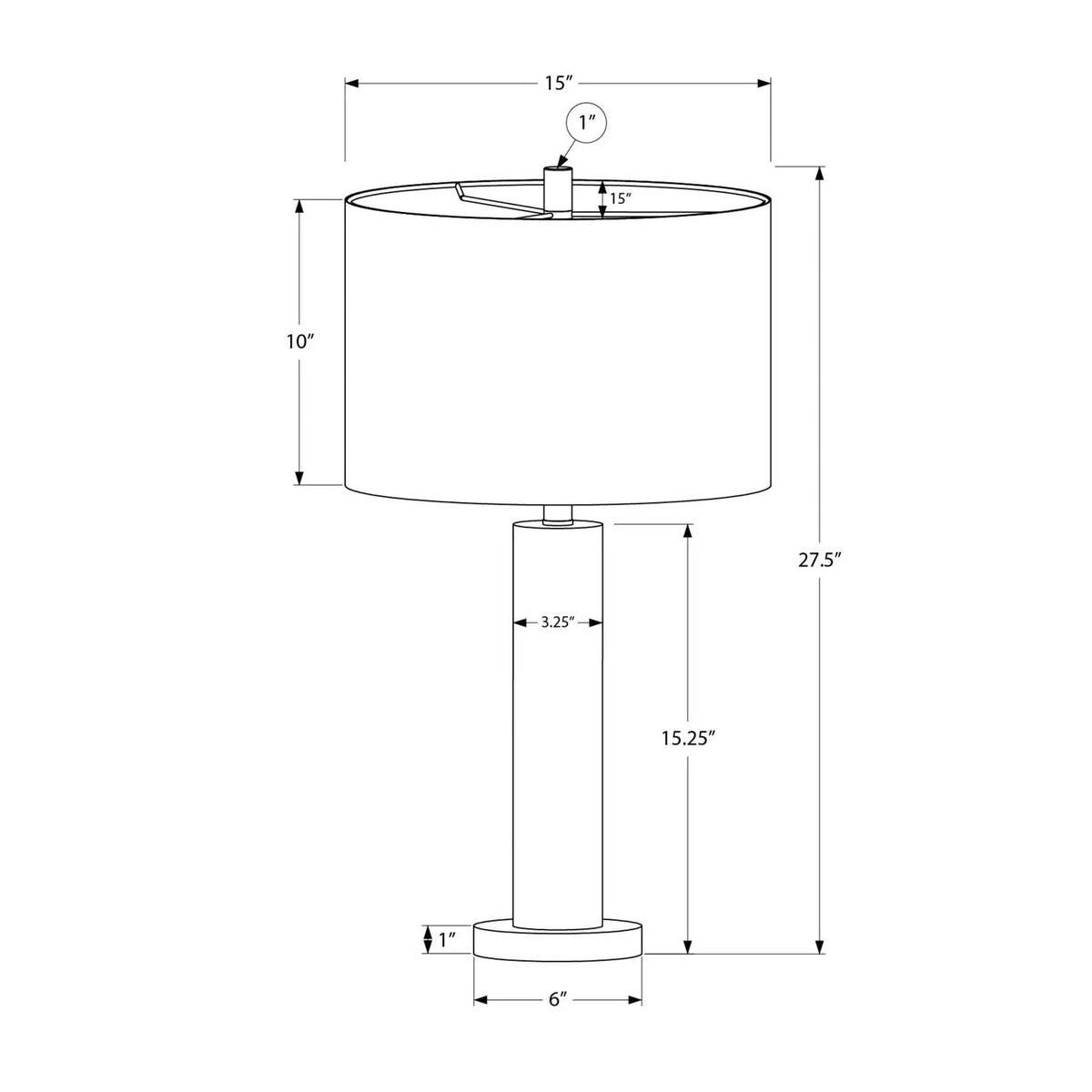 Metal Cylinder Table Lamp | Clear Acrylic Accent | 27.5 Inch Height | 3-Way Rotary Switch
