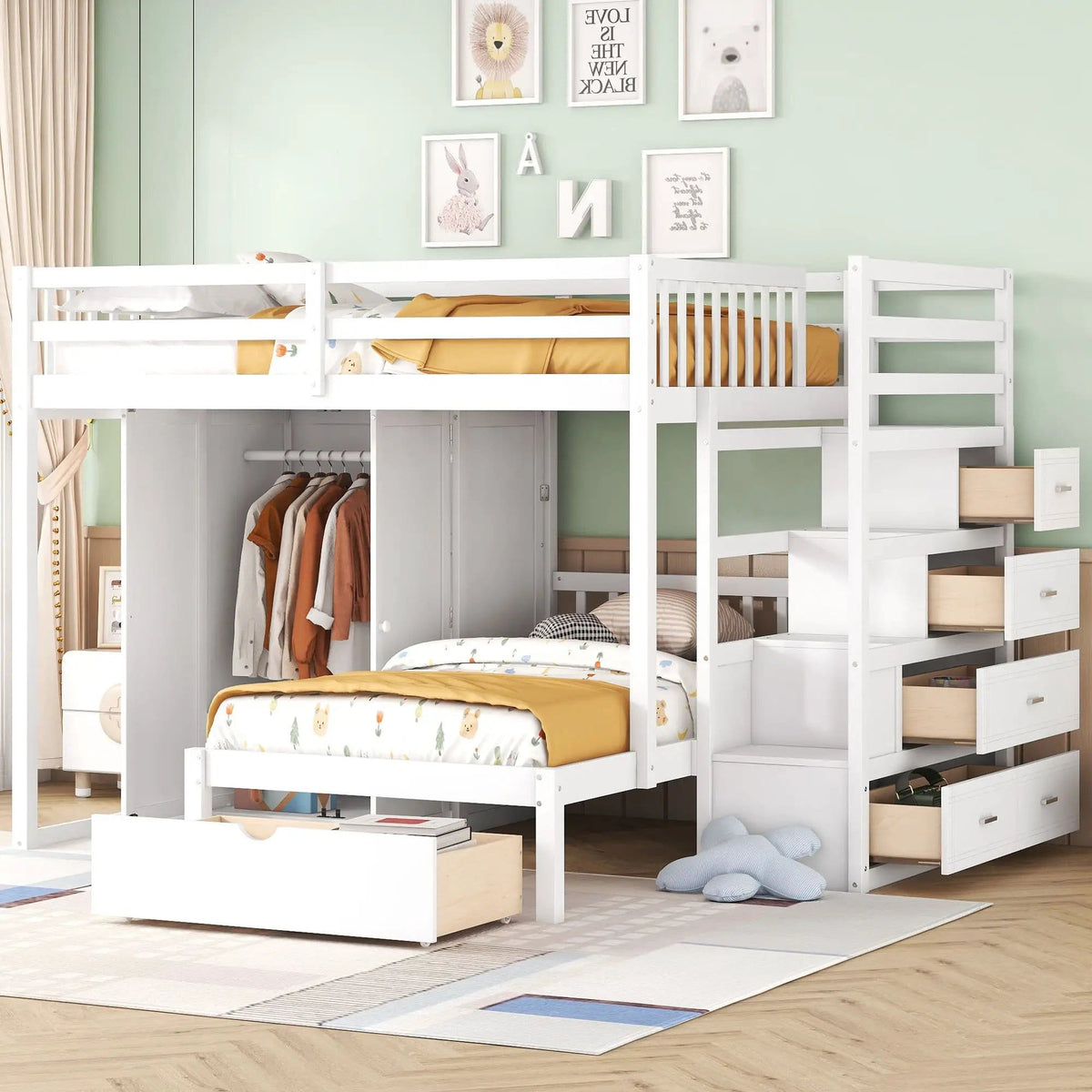 Bunk Bed With Wardrobe, Drawers | 2 Pieces | Bedroom Furniture | Bedroom