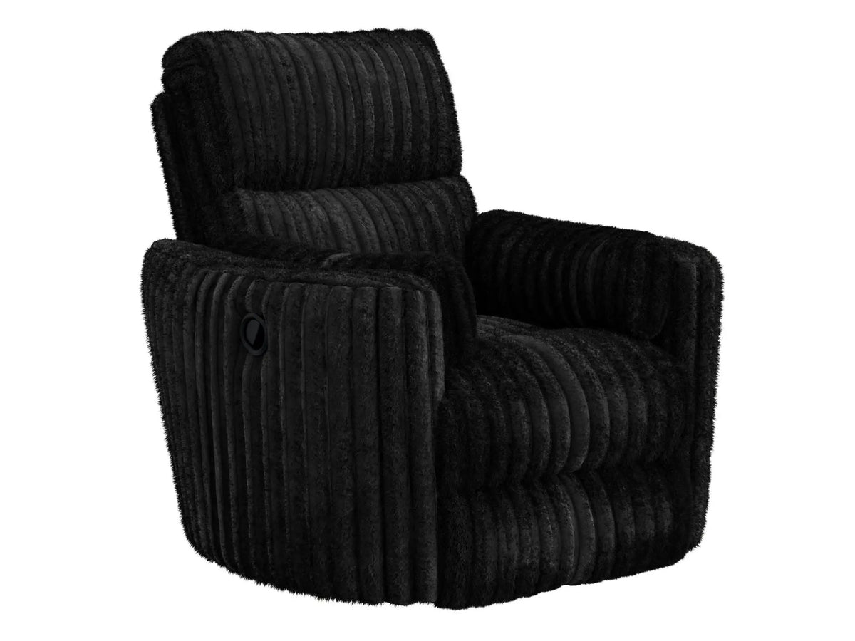 Daydream Swivel Glider Recliner | Unique Shape | Comfort Bolsters | Faux Fur